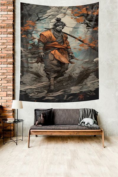 on the clouds Shadows Dies Twice Sekiro Stain Resistant Fabric Wall Cover Wall Tapestry Tapestry