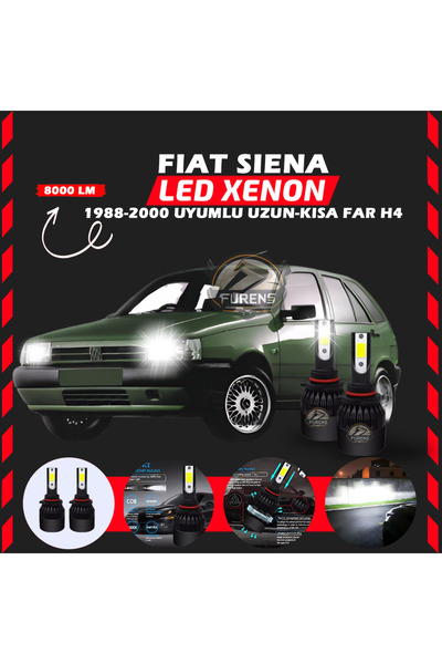 SHOOPLAA Fiat Tipo Uzun - Kısa FarUyumlu Şimşek Etkili Led Xenon Light Series H4