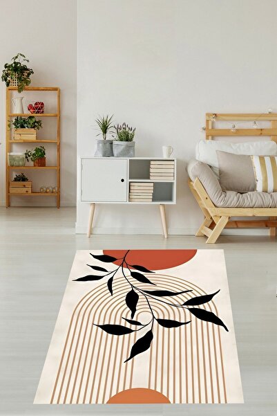 on the clouds Bohem İskandinav Yaprak Geometrik Şekilli Yıkanabilir Kaymaz Ta...