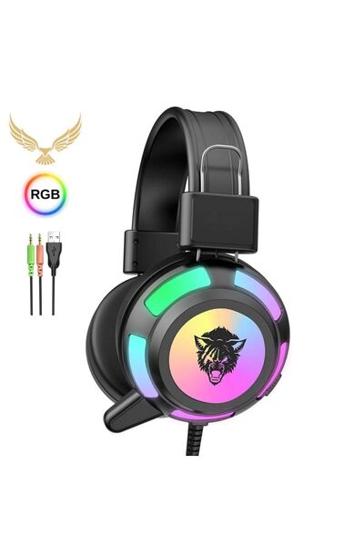 CROW'S TECH Rainwork Rgb Profesyonel Gaming Mikrofonlu Gamer Oyuncu Kulaklığı...