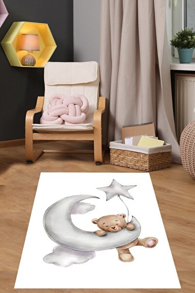 on the clouds Ayda Sallanan Uyuyan Ayıcık Bulut Yıldız Yıkanabilir Kaymaz Tab...