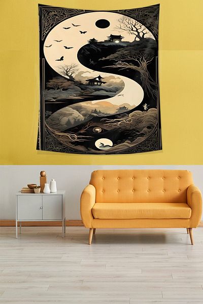 on the clouds Sky Birds And Trees Stain Resistant Fabric Wall Cloth Wall Carpet Tapestry