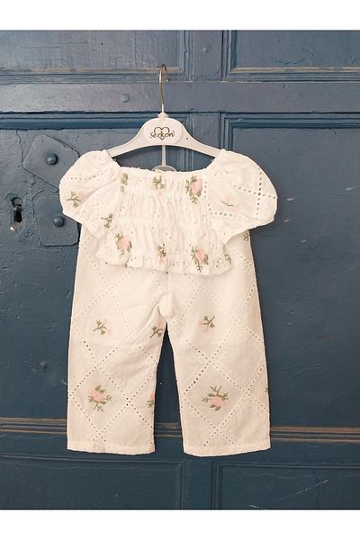 Terry Girl's Scalloped Cropped Suit Set