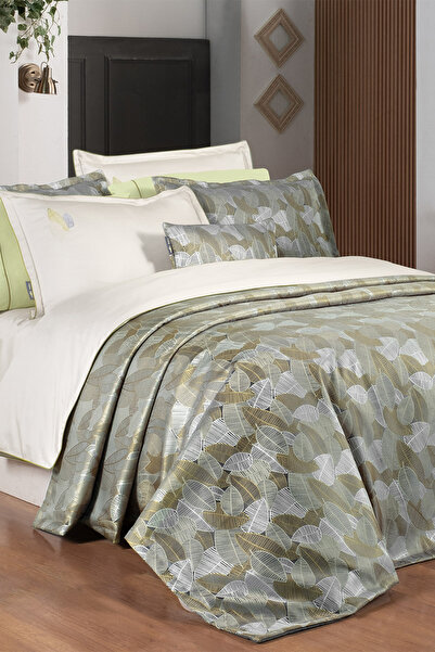 Sarev Ulrika Gri Çift Kişilik %100 Pamuk Nevresim Takımı ve Yatak Örtüsü Seti