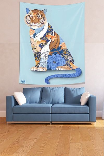on the clouds Flower Themed Tiger Stain Resistant Fabric Wall Cloth Wall Tapestry Tapestry