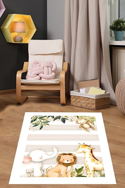 on the clouds Sevimli Hayvanlar Soft Pembe Aslan Yıkanabilir Kaymaz Taban Lek...