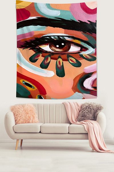 on the clouds Watercolor Women's Eye Stain Resistant Fabric Wall Cover Wall Tapestry Tapestry