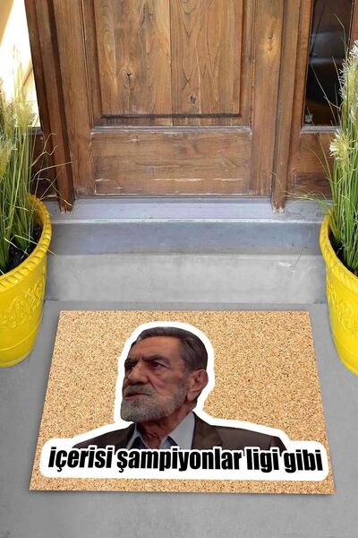 on the clouds Dijital Baskılı İçerisi Şampiyonlar Ligi Gibi Sabri Abi Dekoratif Kapı Önü Paspası