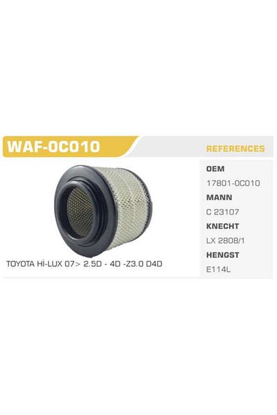 Winkel Waf-0c010 Air Filter Ranger 06- / Hilux Vigo 06- / Mazda Bt-50 06- 3.0 D4d