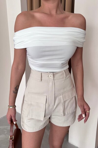 OLSAMODA Дамски боди с деколте тип „Мадона“