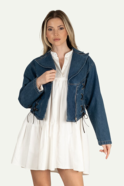 RUCHA Denim Korse Detaylı Ceket