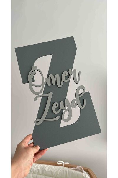 woodengifts ÇOCUK VE BEBEK ODASI HARF ÜZERİ İSİMLİ KAPI VE DUVAR KAPI SÜSÜ PA...