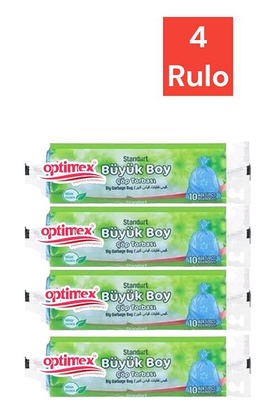 OPTİMEX Garbage Bag Large Size 10 Pieces Roll 4 Pack Leak Proof 1st Quality