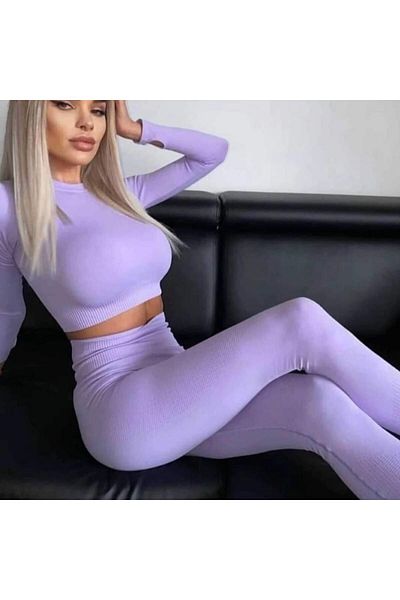 defada Extra High Waist Seamless Long Sleeve Tights Set