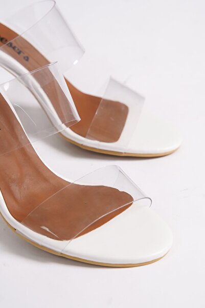 Shoesers Women's Transparent High Heeled Oval Toe Transparent Banded Slippers