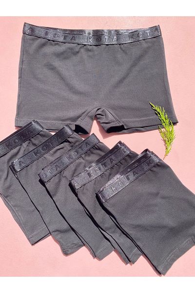 LEYNA BUTİK Pachet de 6 mini pantaloni scurți negri Boxer - țesătură din bumbac și lycra pentru femei