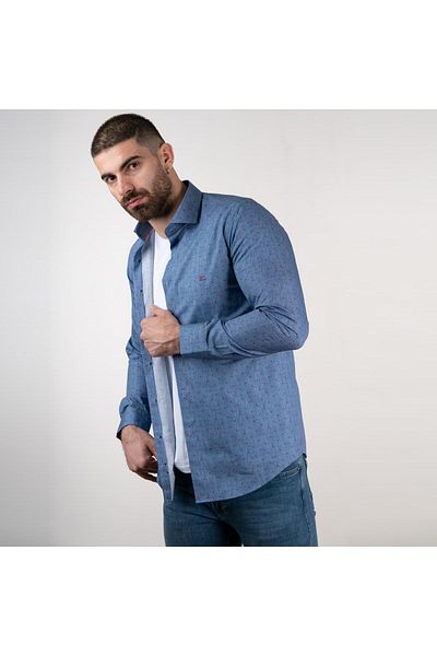 AKÇAYLAR Мъжка дънкова риза с шарки Ecer Slimfit