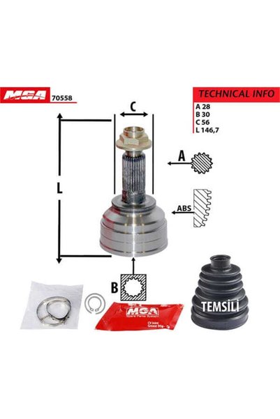 MGA 70558 Aks Kafası Dış Mazda 626 98-02 28×30×56