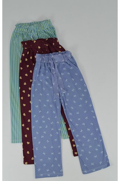 Kidiba 4-8 Years Old Girl Patterned 3-Piece Combed Cotton Shalwar Set
