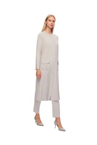 MISS DALIDA Classic Elegant Gray Jacket - Solid Color