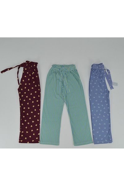 Kidiba 4-8 Years Old Girl Patterned 3-Piece Combed Cotton Shalwar Set
