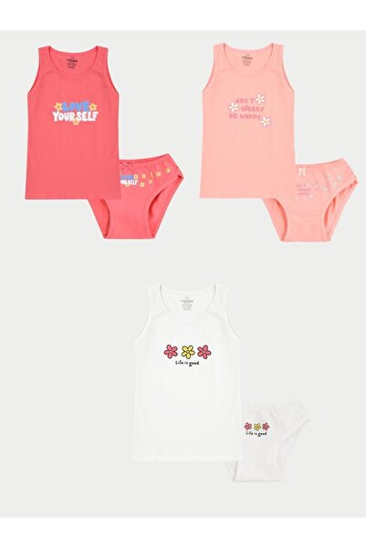 vitmo Βαμβακερό εσώρουχο και σλιπ για κορίτσια - Σετ 3 Ανοιξιάτικων Μικτών Χρ...