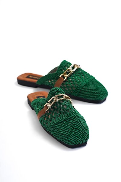 NESLİHAN KÖK WOMEN'S STRAW FRONT CLOSED SLIPPERS