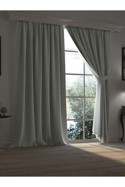 Perle Super Blackout - Gray Coloured Light Proof Extra Stretch Background Curtain Series