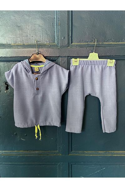 Terry Baby Boy Set - Linen Shalwar