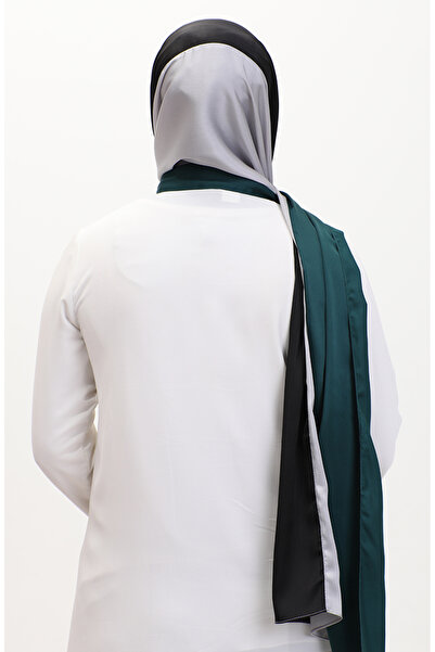 sefamerve Three Color Karaca Shawl - 81049-35 Gray Emerald Green