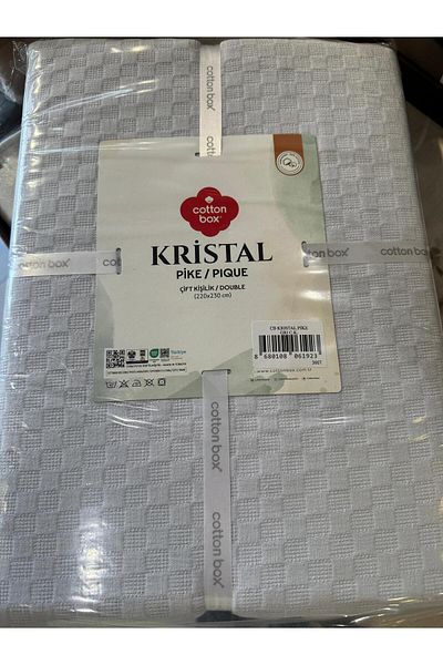 ŞENER HOME CottonBox Double Pique - Gray Crystal Pattern, 100% Cotton, 220x230 Cm