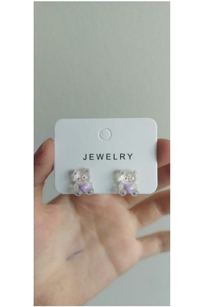 Acousticworld Teddy Bear Cute Earrings - 2-Piece Youth and Children's Gift Accessory Jewelry