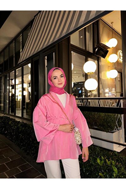 tafta Lara Ceket Şeker Pembesi