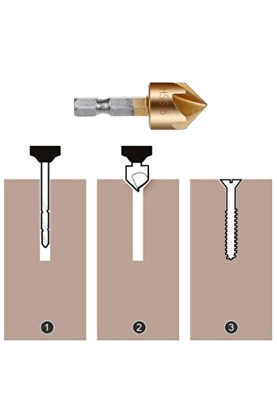 DepoMega 6 Parça Titanyum Kaplama Hss Havşa Açma Matkap Uç Seti