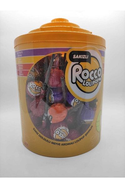 Rocco Gum Filled Fruit Flavored Gummy Lollipop Candy 90 Pieces