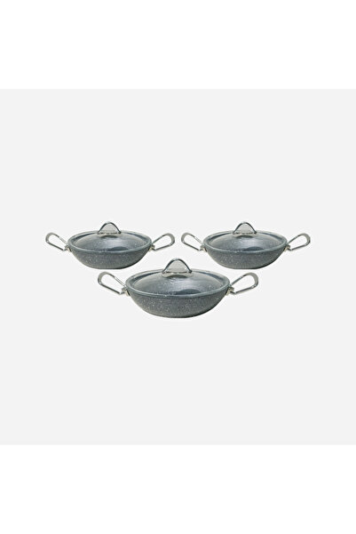 Gelincik Alkar Ezme Granit 3 lü Omlet Sahan Set çelik sap