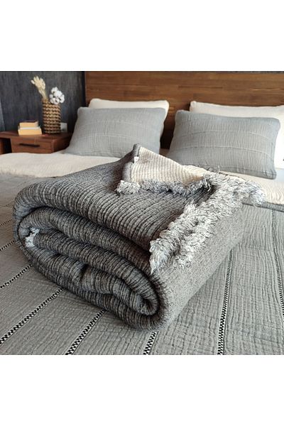 destinyhometex Anthracite 6 Layer Muslin Quilt / King Size 240X260