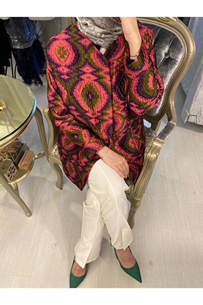 tafta Colorful İpek Kapitone Ceket Pembe