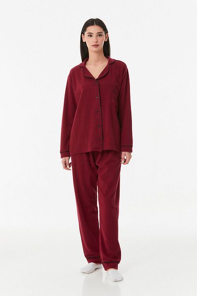 Fulla Moda Set pijama cu nasturi cu nervuri