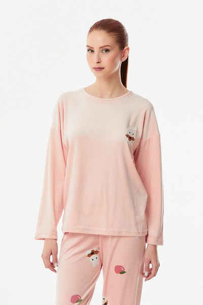 Fulla Moda Set de pijamale din catifea imprimata