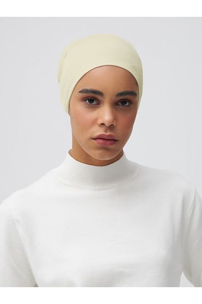 Femple Modest Lime Cream Colored Laced Plain Bonnet - Underscarf