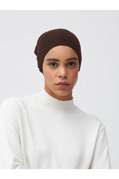 Femple Modest Coffee Bean Colored Flat Tied Bone Underscarf