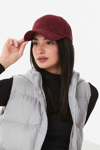Fulla Moda Pălărie cu șapcă reglabilă din piele întoarsă
