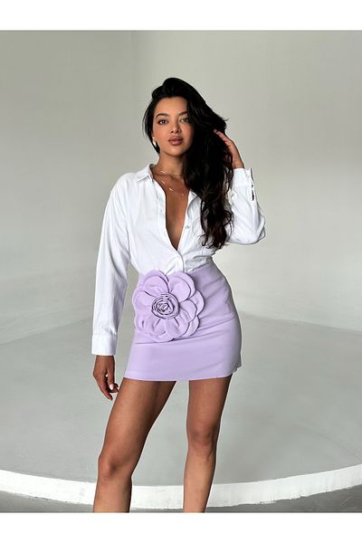 Laluvia Mini Fustă detaliată Trandafiri Liliac