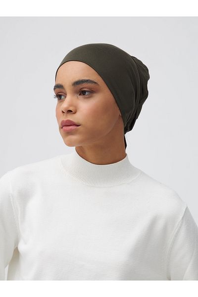 Femple Modest Khaki Colored Laced Plain Bonnet - Underscarf