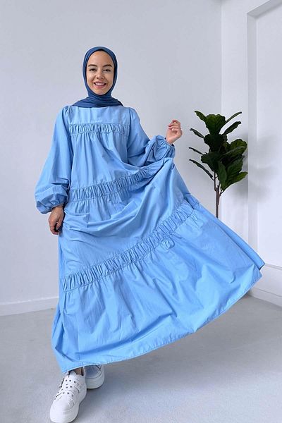Ka Hijab Rochie hijab confortabilă din poplin albastru