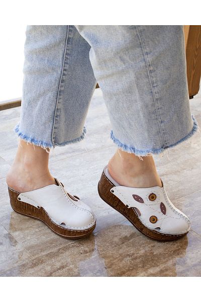 CONSUELO Orthopedic Wedge Heeled Leather Slippers 11407