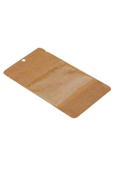 Packanya 11 Cm X 18,5 Cm 3,5 Cm -100 Adet Kraft Geniş Pencereli Doypack