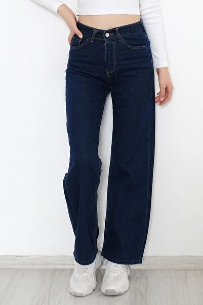 SHEVEGA Navy Blue Wide Leg Loose Palazzo Jean Jeans