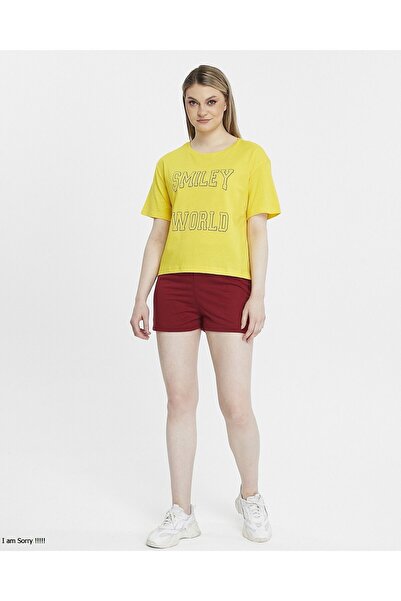 YHGTEKSTİL Σετ καλοκαιρινές πιτζάμες με εμπριμέ βαμβακερό σορτς για γυναίκα - κοντομάνικο